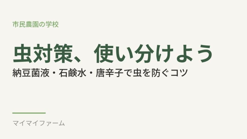 納豆菌液・石鹸水・唐辛子スプレー｜天然資材での虫対策、使い分け方を解説 